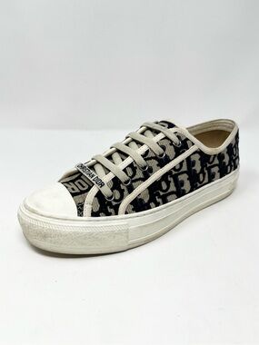 Christian Dior Walk N Dior Oblique Platform Sneakers Shoes Navy Blue White 37 7